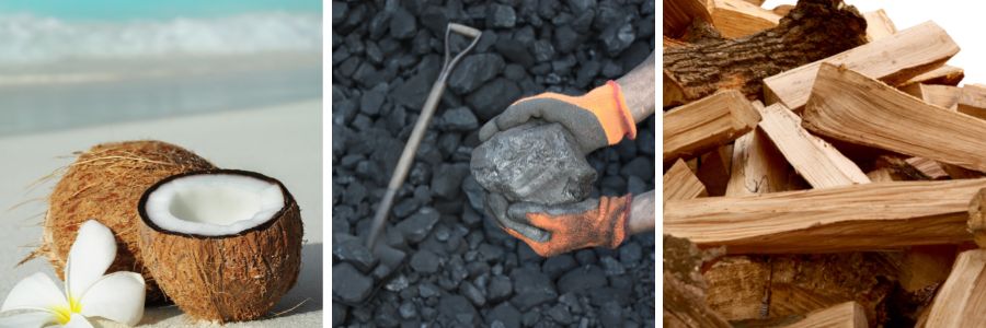Types et qualité des matières premières du charbon actif noix de coco, charbon, bois